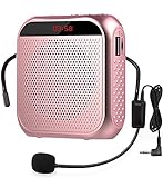 Portable Voice Amplifier with Wired Microphone Headset Rechargeable PA System Speaker Personal Microphone Speech Amplifier Power Amplifiers Loudspeaker for Teachers/Metting/Tour Guide (Rose Gold)