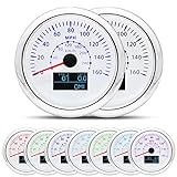 ARTILAURA GPS Speedometer Car Boat Speedometer Odometer with COG Trip Total Mileage Antenna 7 Color Backlight 160MPH 240Km/H 3-3/8' 85mm for Car Boat Marine Motorcycle (White)