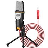 iUKUS PC Microphone with Mic Stand, Professional 3.5mm Jack Recording Condenser Microphone Compatible with PC, Laptop, IP@d, iPh0ne, Mac-Recorder Singing YouTube Skype Gaming (3.5mm PC Microphone)