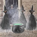 Halloween Decorations Outdoor - Large Cauldron Halloween Decor on Tripod with Timer Lights - Plastic Cauldron Witch Halloween Decorations for Porch Yard Lawn Outside