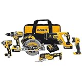 DEWALT 20V MAX Power Tool Combo Kit, 6-Tool Cordless Power Tool Set with 2 Batteries and Charger (DCK694P2), Yellow