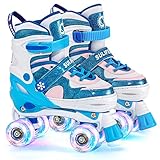 SULIFEEL Ice Snow 4 Size Adjustable Light up Roller Skates for Girls Boys for Kids Medium