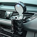 Vurtne Auto Car Ashtray Portable with Blue LED Light Ashtray Smokeless Smoking Stand Cylinder Cup Holder (Black)