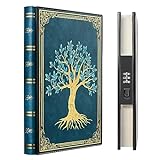 ZXHQ Luxurious Diary with Built-in Password Lock, 180° Lay Flat Design, Lock Journal for Men & Women, Personal Planner Organizer, A5 220 Pages 120gsm Paper, Tree of Life Cover, 5.9 x 8.5 inches Navy