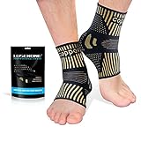 Lusenone Copper Ankle Brace Support for Men & Women (Pair), Best Ankle Compression Sleeve Socks for Plantar Fasciitis, Sprained Ankle, Achilles Tendon, Pain Relief, Recovery, Sports