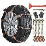 Qoosea Tire Chains Car Snow Chains 8 Pieces Tire Universal Thickened Manganese Steel Emergency Snow Tyre Chains Adjustable Tire Wheel Traction Chains for TPU Vans Truck SUV Car (6 inch - 13 inch)