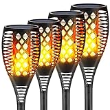 Eicaus Solar Torch Light Outdoor, 96 Led Tiki Torches with Flickering Flame and Three Lighting Modes, Waterproof Landscape Garden Pathway Decoration Lighting with Auto On/Off Dusk to Dawn