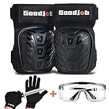 Knee Pads for Work 3-in-1 Set - Goodjob Gel Knee Pads with Cut Resistant Gloves and Safety Goggles - Thick Foam Cushion and Non-Slip Straps - Ideas Gifts for Men or Woman