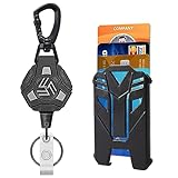 Badge reels Retractable Lanyard Key Card Holder,Heavy Duty Retractable Carabiner Keychain,Tactical ID Card Holder with 31.5” Stainless Steel Retractable Cord,Bearing 8.5 oz