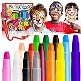 TUSGENK 14 Colors Face Paint, Kids Face Painting Kit Crayons, Washable Body Art Markers for Skin, Makeup Paint Kits for Christmas/Halloween/Birthday Party/Music Festival Cosplay Holiday Favor Gifts