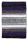 El Paso Designs Mexican Yoga Blanket | Colorful Falsa Serape | Park Blanket, Yoga Towel, Picnic, Beach Blanket, Patio Blanket, Soft Woven Saddle Blanket, Boho Home Décor (Purple)