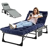 MOPHOTO Folding Chaise Lounge Chair 5-Position, Folding Cot, Heavy Duty Patio Chaise Lounges for Outside, Poolside, Beach, Lawn, Camping