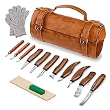 Tekchic Wood Carving Kit Deluxe-Whittling Knife, Wood Carving Knife Set, Wood Whittling Kit for Beginners, Carving Knife Woodworking Wood Carving Tools Set with Large Leather Case