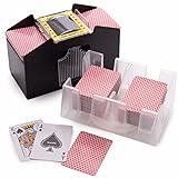 Enhanced Card Game Essentials Bundle - 4 Deck Battery-Operated Automatic Electric Card Shuffler + 12 Decks Standard Index Poker Playing Cards + 6 Deck Rotating Acrylic Card Tray Accessory Set