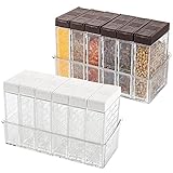 TOPZEA 12Pcs Spice Shaker Jars, Seasoning Box with Lid Condiment Set Plastic Seasoning Storage Container for Spice, Salt and Pepper, Clear