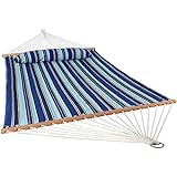 Sunnydaze Outdoor Quilted Fabric Hammock - Two-Person with Spreader Bars - Heavy-Duty 450-Pound Capacity - Catalina Beach