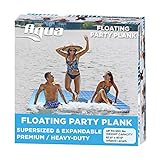 AQUA Large Floating Mat Raft Island with Expandable Zippers, 500 Lbs. Capacity, For Lake-Ocean-Pool Floating, Heavy Duty, Navy/White Stripe, Expandable Floating Island Mat, 6’ X 6’ (AZL18910)