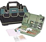 Gun Cleaning Kit with Gun Brushes Cleaning Patches and Stainlee Steel Cleaning Picks for All Caliber Rifle Handgun Shot Gun Cleaning Hard Case in Wide Mouth Tool Bag in Green Color.