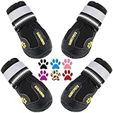 QUMY Dog Shoes for Large Dogs, Medium Dog Boots & Paw Protectors for Winter Snowy Day, Summer Hot Pavement, Waterproof in Rainy Weather, Outdoor Walking, Indoor Hardfloors Anti Slip Sole Black Size 6