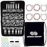 ChiaoGoo Twist Red Lace 5-Inch Complete 7500-C Interchangeable Circular Knitting Needle Set, Sizes US 2, 3, 4, 5, 6, 7, 8, 9, 10, 10.5, 11, 13, 15 with 6 Cords Bundle with 1 Artsiga Crafts Project Bag