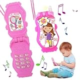 ArtCreativity Pretend Play Flip Cell Phones for Kids, Toddlers - 6 Pack, Cellphone Toy with Songs, Ringtones, Funny Messages and LEDs, Birthday Party Favors and Gifts for Girls - Pink and White