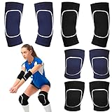 Sosation Volleyball Arm Sleeves Volleyball Knee Pads with Protection Pad, 2 Pairs Hitting Passing Forearm Sleeves 2 Pairs Soft Kneepads Compression Volleyball Gear for Youth Training (Black Blue)