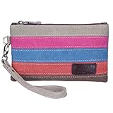 Lecxci Canvas Wristlets Bag Clutch Purses Wallet Slim Credit Card Holder Clutch with Removable Strap Cell Phone Wallet (Color-strap)