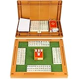 20mm Mini Travel Mahjong Set with Majiang Table Travel Board Game Chinese Traditional Mahjong Games, Portable Size and Light-Weight