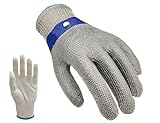 Litex Level 9 Stainless Steel Mesh Metal Glove, Food Grade Cut Resistant Safety Work Glove, Adjustable Wrist Knife Cutting Mitten for Butcher Fish Killing Oyster, Oil, Mining, Glass Industry.