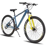 Hiland 29 Inch Mountain Bike for Men, Aluminum Frame, Front and Rear Hydraulic Disc Brakes, Lock-Out Suspension Fork, 16 Speeds, Hardtail Trail MTB Bicycle