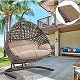 JOYBASE 2-Person Hanging Chair with Stand, Hanging Egg Chair, Wicker Rattan Hanging Chair with Cushion for Indoor Outdoor Garden Patio