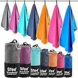 Sfee 2 Pack Microfiber Travel Towel, Quick Dry Towel Camping Towel Beach Towel Super Absorbent Compact Lightweight Sports Towel Gym Towel Set for Beach, Gym, Hiking, Pool, Backpacking, Bath, Yoga