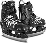 Nattork Adjustable Kids Ice Skate for Boys, Soft Padding and Reinforced Ankle Support Grey Ice Hockey Skates