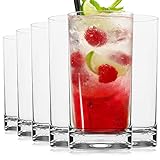 Vivocci Unbreakable Tritan Plastic Water Drinking Glasses 16 oz | Ideal for Juice Beverages & Cocktails | Shatterproof Barware | Highball Tall Clear Cup Tumblers | Dishwasher Safe Drinkware | Set of 6