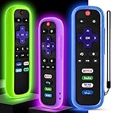 Wevove Case for Roku Remote Cover-3 Pack, Remote case Compatible with TCL Roku Smart TV Steaming Remote, Silicone Protective Controller Universal Sleeve All Can Glow in The Dark