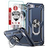 LeYi for iPod Touch 6th Generation Case, iPod Touch 7th Generation Case with [2Pack] Tempered Glass Screen Protector, Military Grade Phone Case with Ring Kickstand for Apple iPod Touch 7/6/5?Blue