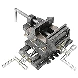 Cross Slide Drill Press Vise, 4'Cast Iron Milling Vice Clamping Bench Mount Vise, Heavy Duty Clamping Machine Workshop Tools for Drilling Tapping and Reaming Operations, Home Improvement Woodworking