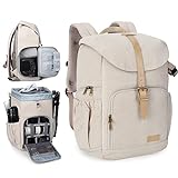 BAGSMART Camera Backpack, DSLR Camera Bag Backpacks for Photographers, Waterproof Anti-Theft Photography Backpack with 15 Inch Laptop Compartment & Tripod Holder, Ivory White