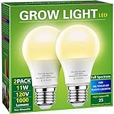 Briignite Grow Light Bulbs, LED Grow Light Bulb A19 Bulb, Full Spectrum, Plant Light Bulbs E26 Base, 11W Grow Bulb 100W Equivalent, Grow Light for Indoor Plants, Seed Starting, 2Pack