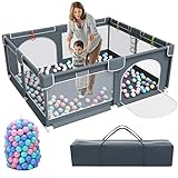 Baby Playpen, 79' x 63' Extra Large Baby Playpen with 50 PCS Ocean Balls, Indoor & Outdoor Kids Activity Center, Infant Safety Gates with Breathable Mesh,Sturdy Play Yard for Babies and Toddlers