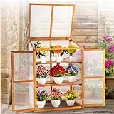IDZO Fir Wood Cold Frame Greenhouse for Outdoors, 2-Tier Greenhouse Cabinet with Transparent Polycarbonate Sheet & Foldable Top Creates an Ideal Environment for Various Plant Growth, Easy Assembly