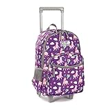 Tilami Rolling Backpack 18 inch Double Handle Wheeled Boys Girls Travel School Children Luggage Toddler Trip, Purple Alpaca