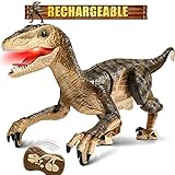Hot Bee Remote Control Dinosaur Toys for Kids 5-7 8-12, Walking Robot Dinosaur Toy w/ Light & Roaring Simulation Velociraptor, Dinosaur Toys for Boys Girls Age 4 5 6 7 8-12