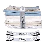 FGY 8PCS Bed Sheet Organizer Bands, Sheet Bands for Organizing, Bed Sheet Labels Bands for Linen Closet, Elastic Bedding Straps for Bed Sheets, Pillowcases, Duvet (King X4, Queen X4)