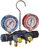 Yellow Jacket 49963 Manifold Only Degrees F, psi Scale, R-22/404A/410A Refrigerant, Red/Blue Gauges