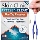 Skin Clinic FREEZE 'n CLEAR Skintag Remover - Cryogenic Kit (8 - Applicators + Tweezers), Freezing Tag Treatment Solution for Adults