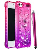 CAIYUNL iPod Touch 7 /iPod Touch 6 /iPod Touch 5 Case for Girls Women Kids,Glitter Bling Sparkle Shiny Liquid Floating Clear TPU Protective Phone Case for iPod Touch 7th/6th/5th Generation-Pink/Purple