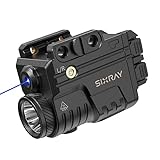 SIXRAY Blue Beam Laser and Flashlight Combo for Pistol, Rail Mounted Tactical Rechargeable Pistol Flashlight Laser Combo Fit Picatinny