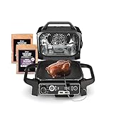 Ninja OG751BRN Woodfire Pro Outdoor Grill & Smoker with Built-In Thermometer, 7-in-1 Master Grill, BBQ Smoker, Air Fryer, Bake, Roast, Dehydrate, Broil, Ninja Woodfire Pellets, Portable,Electric, Grey
