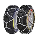 Snow Chains Security Chains Alloy Wear Resistant Universal Emergency Tire Traction Chain for Cars,SUVs,Minivans-Set of 2 (KN130)